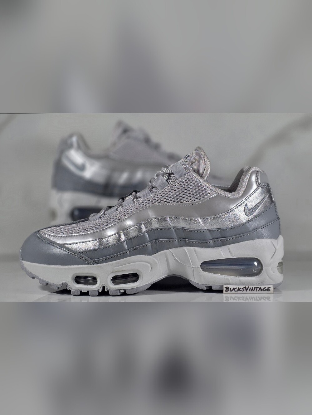 Nike Air Max 95 Big Bubble Womens Size 6.5 Shoes Grey Fog Silver Sneakers NEW